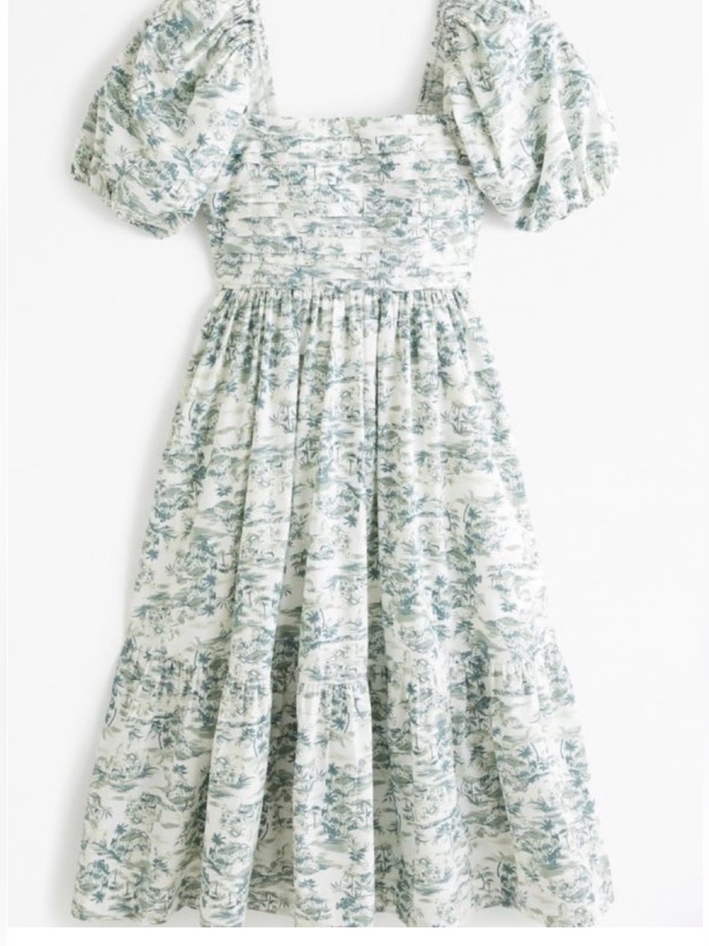 Abercrombie & Fitch Emerson Dress Poplin Puff Sleeve Midi Olive Size S NWOT - Picture 1 of 10